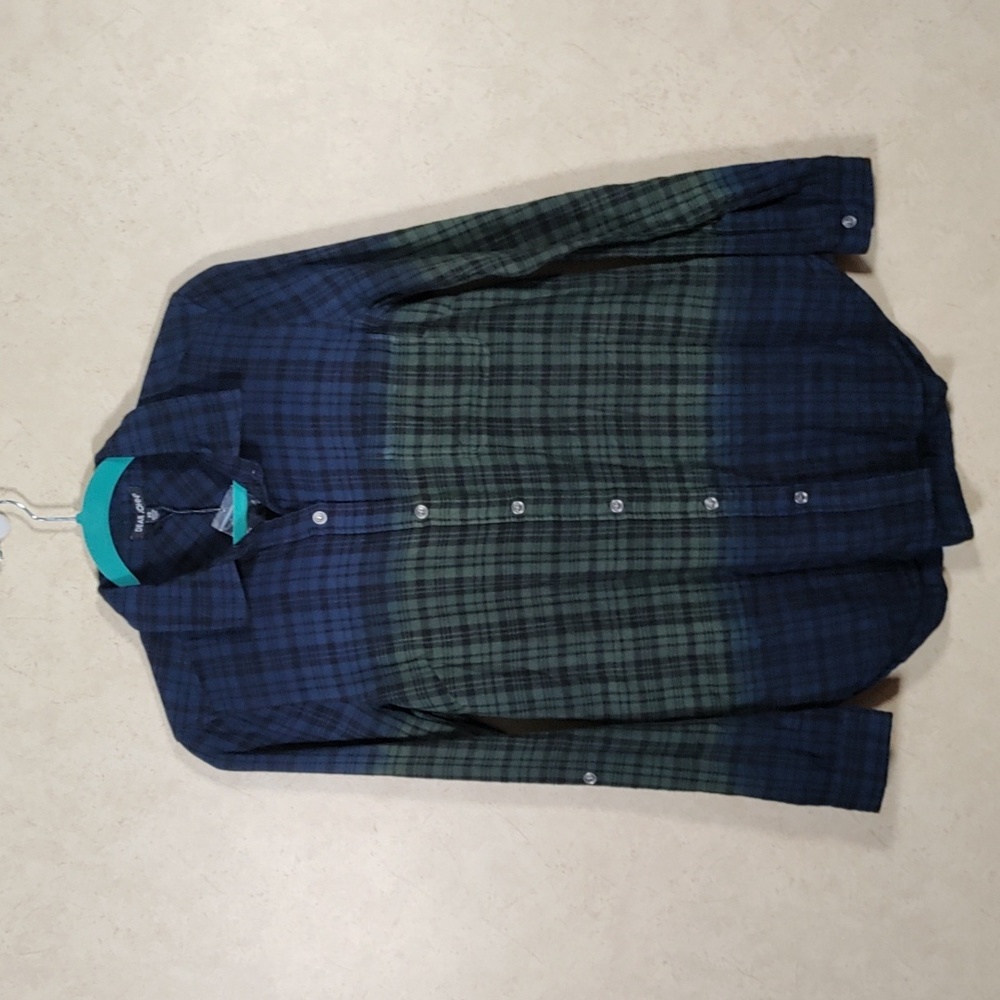 D197 Dear John blue, green & black plaid shirt XS NWT FINAL PRICE